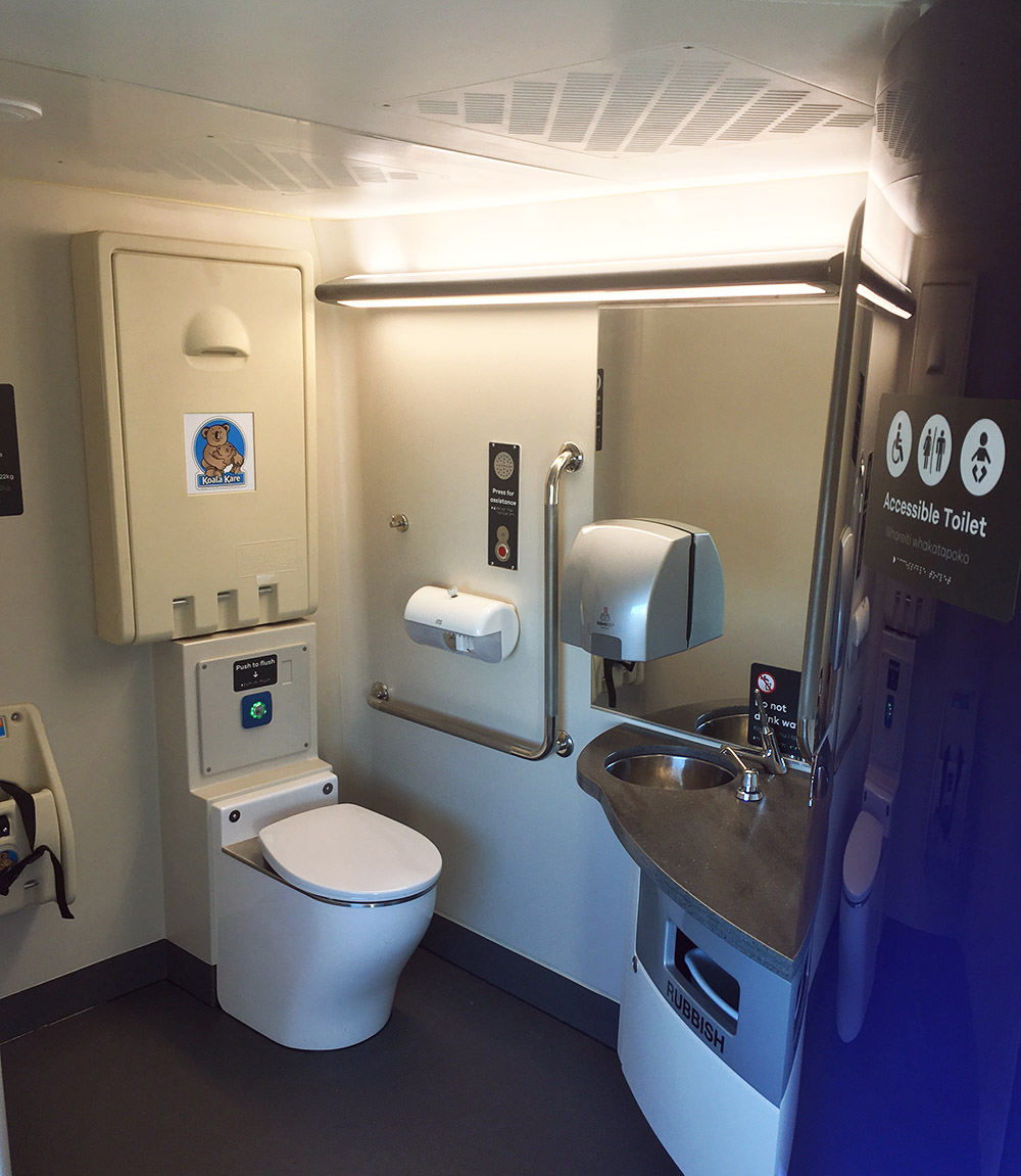 A picture of an accessible toilet on the Te Huia train